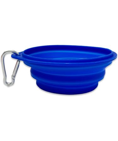Silicone Dog Bowl with Carabiner - 250ml Water & Food Bowl for Dogs & Cats - Dark Blue | Ideal for Travel - Buy Online on GoSupps.com
