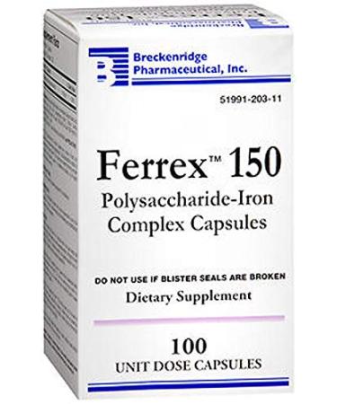 Ferrex -150 Capsules Prevents Iron Deficiency - 100 Each (2) - Buy Online on GoSupps.com