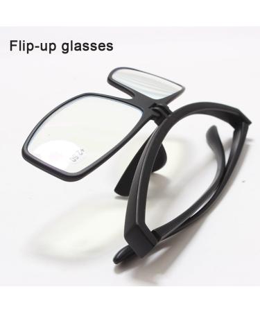 Flip Up Reading Glasses - Unisex Vintage Blue Light Blocking Readers 2.0x for Close Work - Black - Buy Online on GoSupps.com