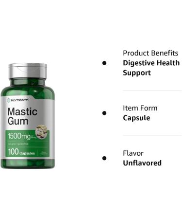 Mastic Gum Capsules 1500mg 100 Count Non-GMO & Gluten Free | Horbaach - Buy Online on GoSupps.com