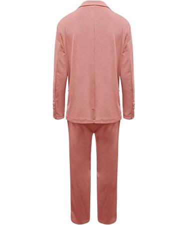 Women Comfy Two Piece Blazer Sets Open Front Blazers 8 Trouser Pants Suits Set Elegant Business Pockets Jacket 1886-sasnx-pink-b L - Buy Online on GoSupps.com