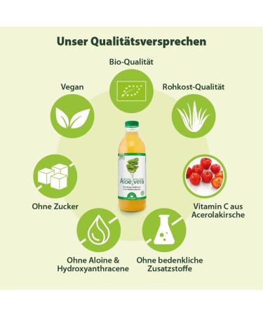 Dr. Jacob's Aloe Vera Gel Juice Bio 1L | Natural Vitamin C from Acerola | Sugar-Free & Preservative-Free | Raw Food Quality | Organic & Certified - Buy Online on GoSupps.com