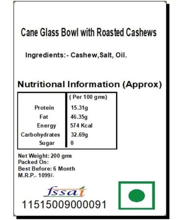 Ghasitaram Gifts Rakhi Gifts for Brothers Cane Glass Bowl with Roasted Cashews with Rudraksh Rakhi - Buy Online on GoSupps.com