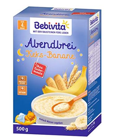 Bebivita Evening Porridge Biscuit-Banana | 2 x 500g | Ideal for Babies 4+ Months | Nutrient-Rich Fruit Snacks - Buy Online on GoSupps.com