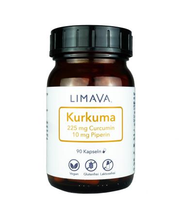 Limava turmeric capsules with piperine (90 pieces in the glass) |225 mg curcumin |High dose |Vegan |100% natural |without additives 1 piece (90s pack)