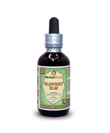 Herbal Terra LLC Slippery Elm (Ulmus rubra) Glycerite Organic Dried Bark Alcohol-Free Liquid Extract 2 oz Alcohol-FREE 2 Fl Oz (Pack of 1)