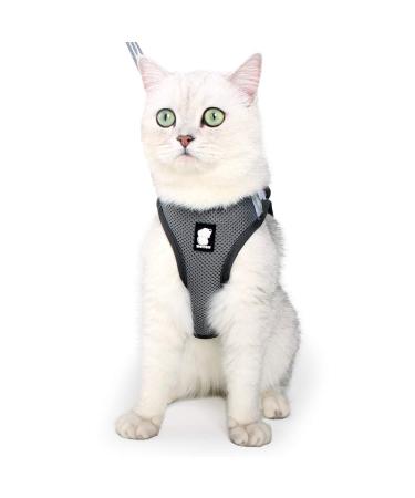 Lianzimau cat dishes and line ultra light for escape protection adjustable soft network step in padded padding running vest jacket for kitten pets puppy (1 Pack) New gray