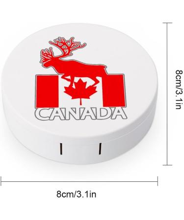 Canada Moose Flag Contact Lens Case - Cute & Portable Round Travel Kit with Mirror for Daily Outdoor Use - Buy Online on GoSupps.com