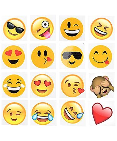 144 2 Temporary Emoji Tattoos - 16 Assorted Emoticon Styles - Fun Gift  Party Favors  Party Toys  Goody Bag Favors