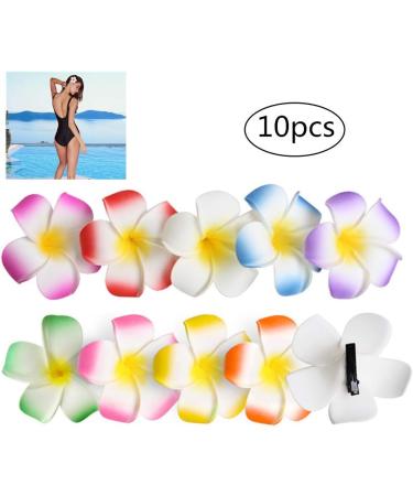 Teogneot Plumeria Flower Hair Clips - 10 Piece Set | Hawaiian Bridal Accessories & Beach Hair Decorations for Women & Girls - Buy Online on GoSupps.com