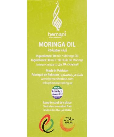 Hemani Moringa Seed Oil 30ml - Pure Moringa Oleifera for Skin Care Natural Aceite de Moringa para la Cara Nourishing and Hydrating Moringa Oil Ideal for Face Hair and Body Cold Pressed Non-GMO - Buy Online on GoSupps.com