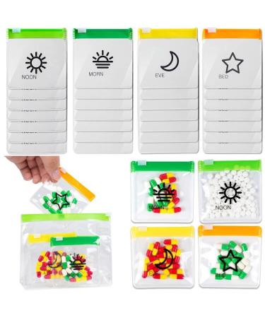 112+4 Pcs Pill Bags for Travel 4 Times a Day Pill Pouch Bags Set lyMonthly Zippered Medicine Organizer Storage 28 Days Reusable Plastic Pill Bags with Slide Lock Monthly Pill Organizer (112+4)