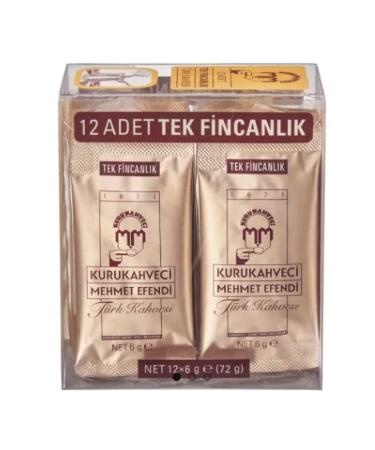 KuruKahveci Mehmet Efendi Turkish Coffee Sachets 12 cups 72g x 12