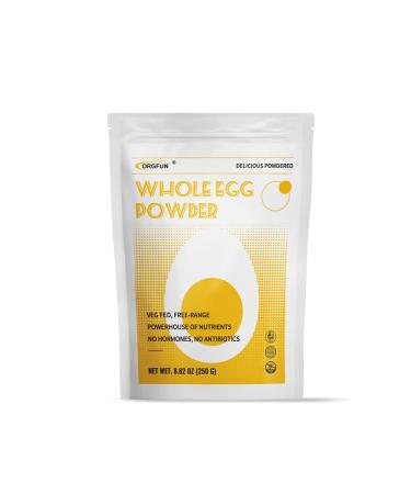 ORGFUN Whole Eggs Powder, Just One Ingredient, Pasteurized Made in USA Great for Baking , 8.82 Oz