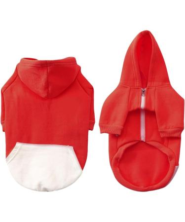 Meioro Dog Hoodies - Warm Zippered Pet Clothes for Small Dogs - Cute Red Hoodie (Size S) - Buy Online on GoSupps.com