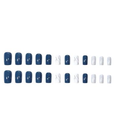 Mrcuvaryas Short Marble French Press On Nails - Elegant Glossy Self-Adhesive Nail Tips for Women & Girls | 24 Multi-Colored Artificial Nails - Buy Online on GoSupps.com
