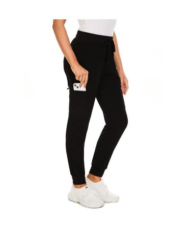 Jogger Scrub Pants for Women Slim Fit & Anti-Wrinkle Jogger Scrubs Small Black