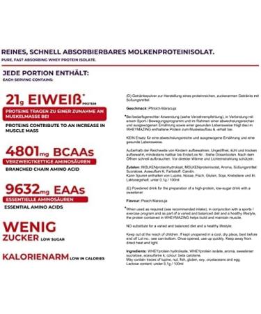 Wheymazing Clear Whey Isolate 1kg Peach Maracuja - Lactose-Free Refreshing Fruity Protein Shake - 1000g Can NF24 - Buy Online on GoSupps.com