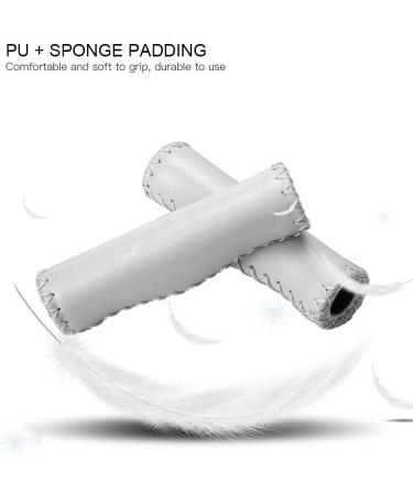 Vintage PU Leather Bike Handlebar Grips - Anti-Slip Hand-Stitched Grips for MTB, BMX, Road, Mountain Bikes - White - Buy Online on GoSupps.com