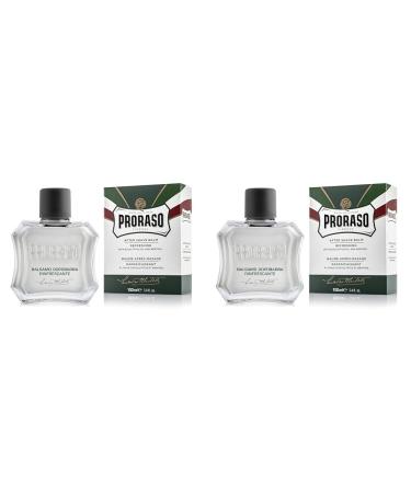 Proraso after shave balm 100 ml refreshing aftershave without alcohol with eucalyptus oil and menthol revitalized the skin made in Italy white (pack with 2)