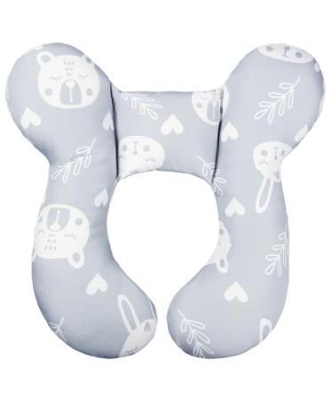 vocheer Baby Travel Pillow for Head and Neck Support Pillow for Pushchair Car Seat Travel (White Bear)