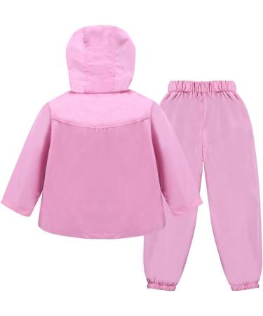LZH Baby Girls Pink Raincoat Suit 4-5 Years | Waterproof Hooded Jacket & Trousers Set - Buy Online on GoSupps.com
