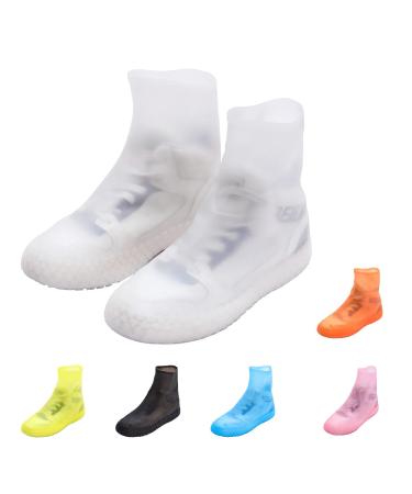 Owmido Waterproof Non-Slip wear-Resistant Bottom rain Shoe Covers, Bicycle Boots Sports Shoe Covers, Reusable Foldable rain Shoe Covers, Super Stretchy Even Size Men and Women Universal Models white