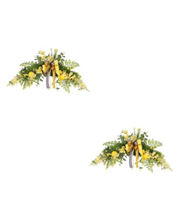 Alipis 2pcs Simulation Flower Door Hanging Garland Eucalyptus Plant Household Lemon Adorn Wall Hanging Yellowx2pcs 60x30cmx2pcs