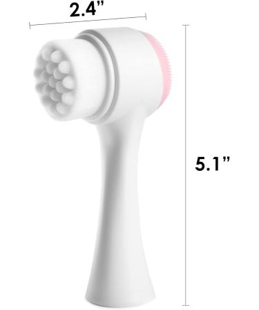 Olivia Rose Facial Cleansing Brush - 2 in 1 Manual Face Wash & Exfoliating Brush for All Skin Types - Deep Pore Cleansing & Massage - White/Pink - Buy Online on GoSupps.com