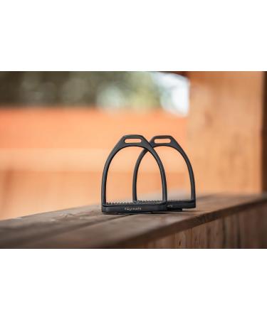 Equinate Stirrups Midway 10cm Black Matt - Anti-Slip Rubber Tread for Adults & Children - Set of 2 - International Shipping Available - Buy Online on GoSupps.com