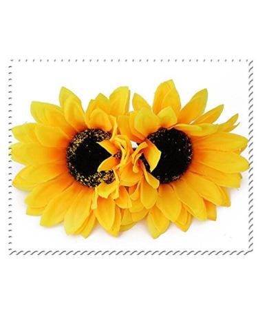 MauSong 2PCS 4 Yellow Sunflower Hair Alligator Hairpins - Stylish Hair Clips for Women, Girls - Perfect for Party, Beach, Wedding - Buy Online on GoSupps.com