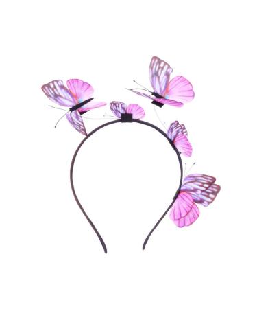 Heallily 1 x fascinator headband butterfly crown flowers bohemian style wedding headdress hair clerk photo props (pink) rose
