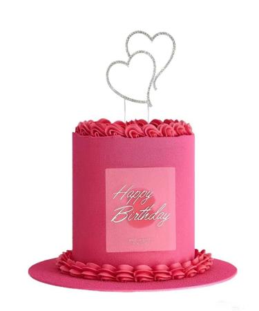 Love Heart Birthday Cake Toppers Happy Anniversary Cake Decorations Cupcake Toppers for Wedding Bridal Anniversary Theme Party Decorations (silvery)