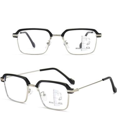 Progressive Multifocus Reading Glasses for Men Trendy Large Frame Blue Light Blocking Readers Anti Glare Glasses(Couleur:Silver Grandeur:2.5x) - Buy Online on GoSupps.com