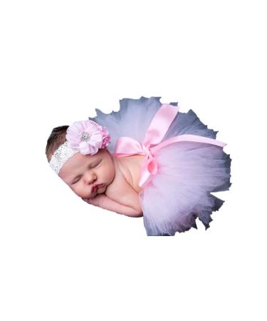 Matissa Newborn Baby Tutu Clothes Skirt Headdress Flower Photo Photography Prop Outfit Costume Light Pink (4)