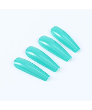 Brishow Long Ballerina False Nails - Green Acrylic Press-On Full Coverage (24 Pieces) for Women & Girls - Perfect for Easy Nail Art - Buy Online on GoSupps.com