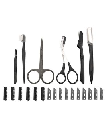 Frcolor 1 set of beauty make-up and eyebrow tools eyebrow care scissors for trimming the eyebrow women razor facial trimmer fabric scissors Miss stainless steel shaving main 12.6cm black