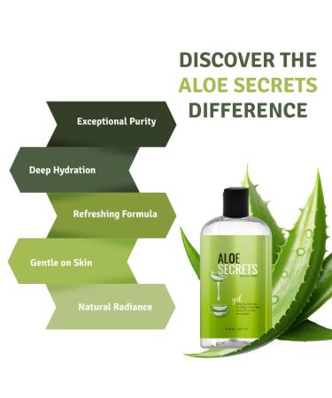 Pure Aloe Vera Gel 12oz - 100% Natural Vegan Highest Quality - California Grown for Face Skin Hair & Sunburn Relief - International Shipping Available - Buy Online on GoSupps.com