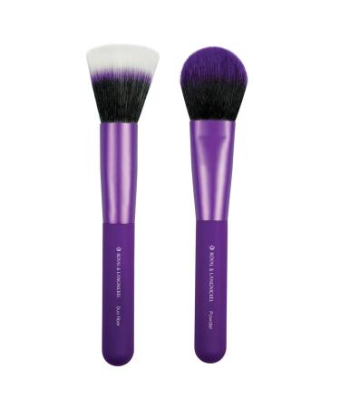 MODA Royal & Langnickel EZGlam Duo Makeup Brush Set for Flawless Face 2-Piece Includes Duo Fiber and Powder Brush Purple