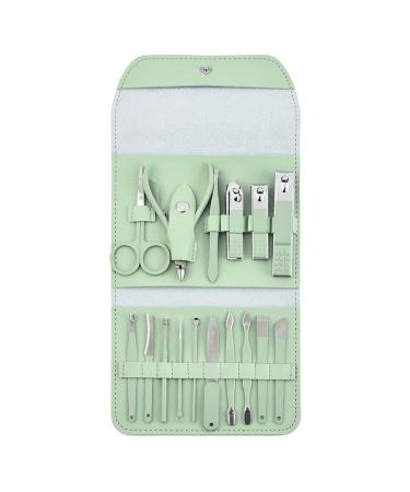 Nail Clippers Kit Nail Clippers 16-Piece Personal Care Nail Art Stainless Steel Manicure Kit with Nail File for Men and Women Home Travel Nail Kit Travel Nail Clippers Green