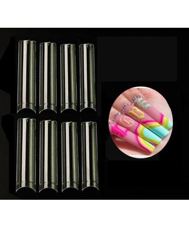No C curve XXL Square Nail tips size 4 5 6 7   600pcs per bag Clear Acrylic Nails Square Shape Nail Tips SITELENABY Flattened Half Cover False Nails for Salon&Home DIY French ABS Nail Art Tips(size 4 5 6 7 for xxl no c s...