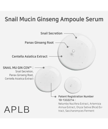 APLB Snail Mucin Ginseng Ampoule Serum | 39.2% Snail Extract | Korean Skincare for Wrinkle & Pore Care | Improve Skin Elasticity & Firmness - Buy Online on GoSupps.com