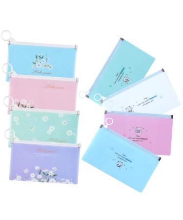 Ruichy 8 pieces of storage bag for facial cover with zipper portable reusable organizer shell multi -purpose cosmetics pockets plastic stationery file bags (girls & daisy)