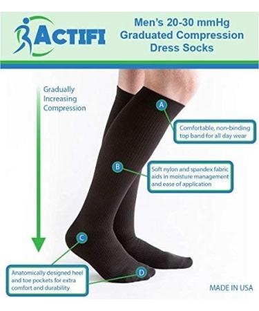 Actifi Men's 20-30 mmHg Compression Dress Socks - Firm Support for All-Day Comfort | International Shipping Available - Buy Online on GoSupps.com