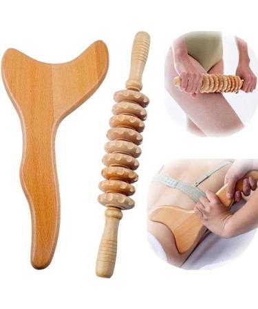 Massage tools massage rolls massage tab massage tool 2-in-1 wood therapy massage tools 2-part lymphatic drainage massager anti-cellulite set