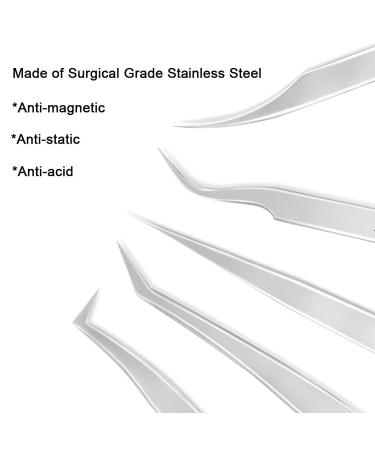 Volume Lash Extension Tweezers Set - 5PCS Stainless Steel for Easy Fans - Silver - Buy Online on GoSupps.com