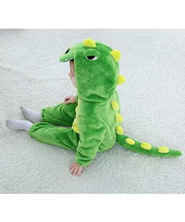 Alltops Baby Toddler Cartoon Dinosaur Jumpsuit Romper | Flannel Animal Pajamas Onesie | Green Dinosaur 18-24 Months - Buy Online on GoSupps.com