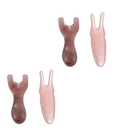 Frcolor 4 pieces massage device Face Massage tab SCHABE tool made of jade spa-board nasal spa massage board point body massage pencil beeswax of course pink tablets 11x4.5cmx2pcs rosax2st