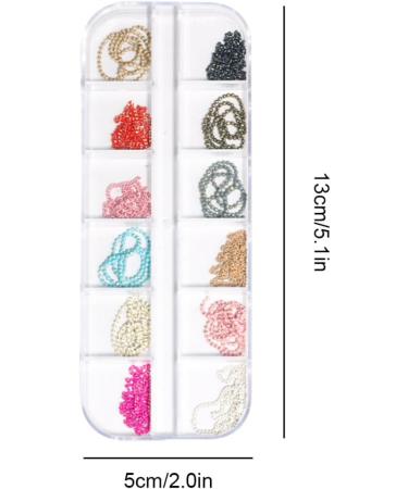 Nail Art Chain Nail Art Metal Rivet Chains Mixed Design DIY Nail Decoration Accessories 12 Grids for Women Style2 - Buy Online on GoSupps.com