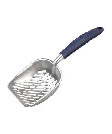 Large Metal Cat Litter Box Scoop Stainless Aluminum Alloys 13.8"*5.5"*1.8" (Blue Handle)
